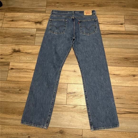 Men's Levis 501 Original Fit Denim Jeans SZ 36x34 Blue Modern Button Fly Red Tab - Picture 11 of 13